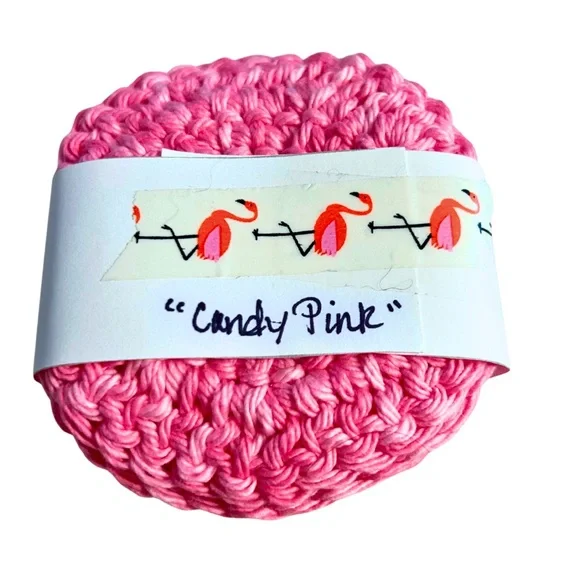 NWT Handmade Pink Crochet Face Rounds 100% Cotton Face Scrubbies 4 pack - Picture 2 of 5